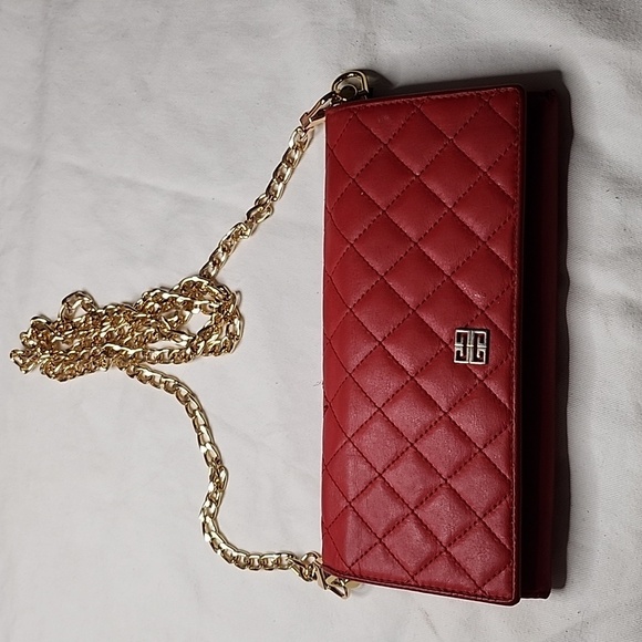 Host pick😍 Givenchy Quilted Long Flap Wallet Red Lambskin converter Crossbody - Picture 1 of 16